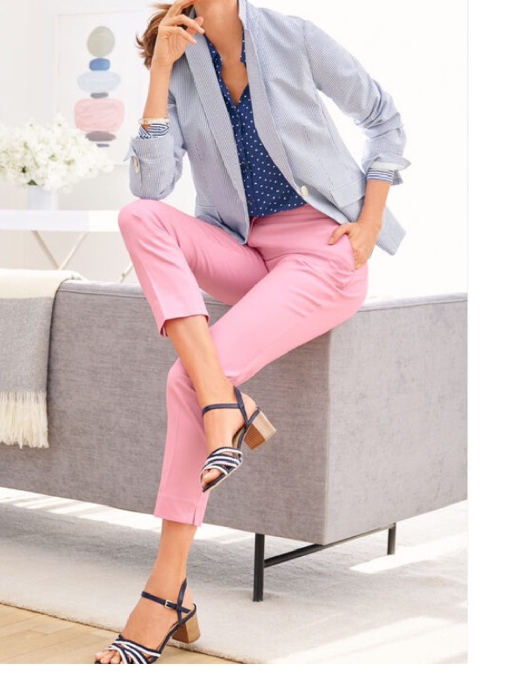 Talbots Textured Honeycomb Slim Crops